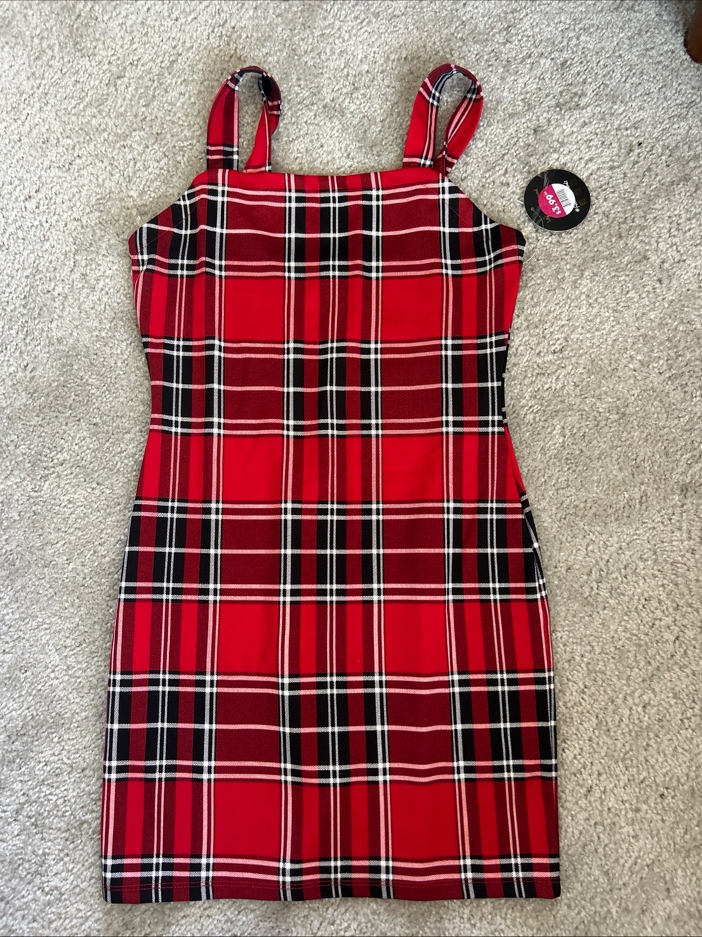 Red Plaid Sleeveless Dress